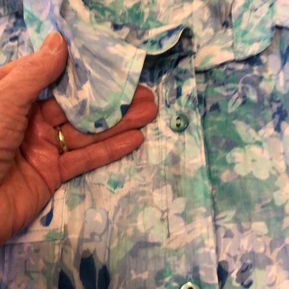 ALIA NWT SIZE 18  SOFT 3/4 SLEEVE AQUA DENIM FRONT POCKETS ROUNDED COLLAR #025 - Picture 11 of 12